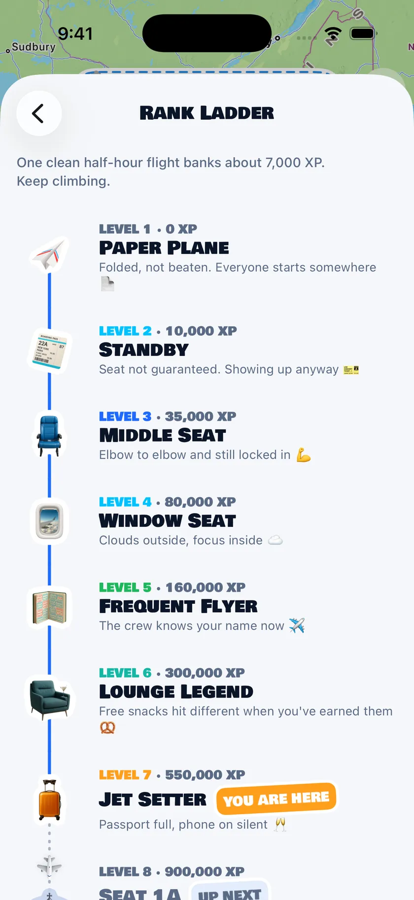 Rank ladder from Paper Plane to Sky Legend